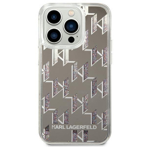 Оригинален твърд гръб KARL LAGERFELD Liquid Glitter Monogram KLHCP14LLMNMS - iPhone 14 Pro сребрист - Img 3