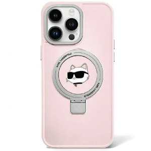 Оригинален твърд гръб KARL LAGERFELD Ring Stand Choupette Head MagSafe KLHMP15XHMRSCHP - iPhone 15 Pro Max розов