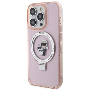 Оригинален твърд гръб KARL LAGERFELD Ring Stand Karl & Choupette MagSafe KLHMP15LHMRSKCP - iPhone 15 Pro розов - Img 3