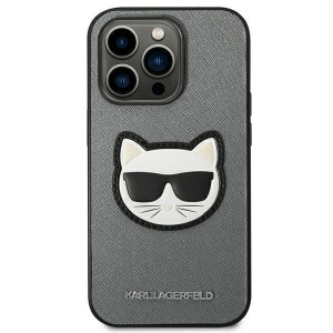 Оригинален твърд гръб KARL LAGERFELD Saffiano Choupette Head Patch KLHCP14LSAPCHG - iPhone 14 Pro сребрист - Img 3