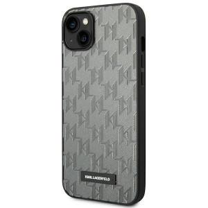 Оригинален твърд гръб KARL LAGERFELD Saffiano Mono Metal Logo KLHCP14SSAKLHPG - iPhone 14 сив - Img 2