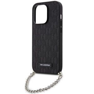 Оригинален твърд гръб KARL LAGERFELD Saffiano Monogram Chain KLHCP14XSACKLHPK - iPhone 14 Pro Max черен - Img 5