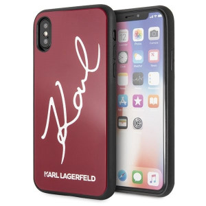 Оригинален твърд гръб KARL LAGERFELD Signature Glitter KLHCI8DLKSRE - iPhone 7 / 8 червен - Img 2