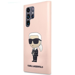 Оригинален твърд гръб KARL LAGERFELD Silicone Ikonik KLHCS23LSNIKBCP - Samsung Galaxy S23 Ultra розов - Img 2
