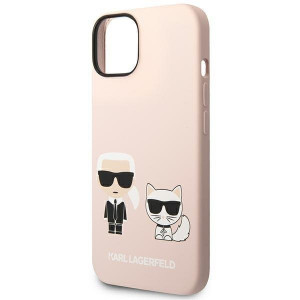 Оригинален твърд гръб KARL LAGERFELD Silicone Karl & Choupette KLHMP14MSSKCI MagSafe - iPhone 14 Plus светлорозов - Img 6