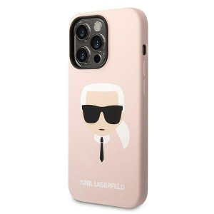 Оригинален твърд гръб KARL LAGERFELD Silicone Karl's Head KLHMP14LSLKHLP MagSafe - iPhone 14 Pro светлорозов - Img 2