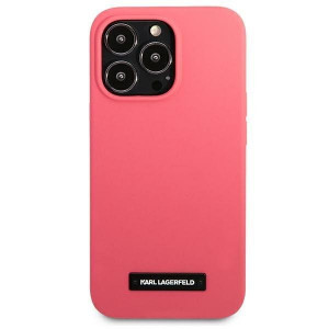 Оригинален твърд гръб KARL LAGERFELD Silicone Plaque KLHCP13LSLMP1PI - iPhone 13 Pro циклама - Img 3