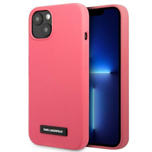 Оригинален твърд гръб KARL LAGERFELD Silicone Plaque KLHCP13SSLMP1PI - iPhone 13 mini циклама - Img 1