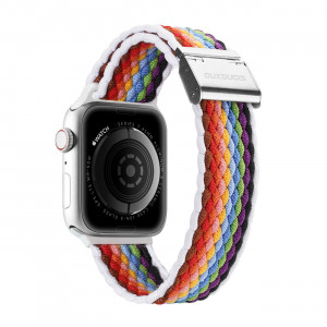 Плетена каишка DUX DUCIS Mixture II - Apple Watch 41mm Series 9 / 41mm Series 8 / 41mm Series 7 / 40mm Series 6 / 40mm SE / 40mm Series 5 / 40mm Series 4 / 38mm Series 3 / 38mm Series 2 / 38mm (1st gen) многоцветни райета - Img 2
