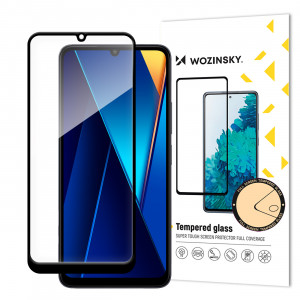 Плосък закален стъклен протектор 9H WOZINSKY - Xiaomi Poco C65 / Redmi 13C с черна рамка - Img 1