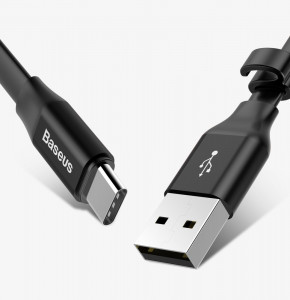 Плосък кабел за зареждане и данни със закопчалка BASEUS Nimble USB Type A към USB Type C 2A 0.23m (CATMBJ-01) черен - Img 12