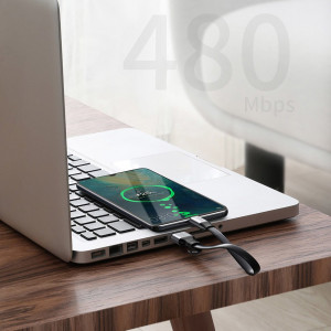 Плосък кабел за зареждане и данни BASEUS Simple HW USB Type A към USB Type C с бързо зареждане 3.0 5A 40W 0.23m (CATMBJ-BG1) сив - Img 14