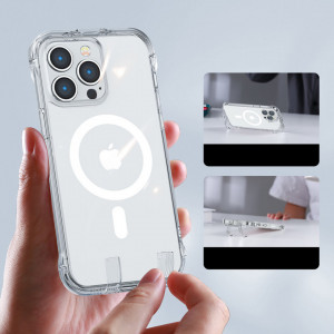 Подсилен гръб JOYROOM Defender със стойка MagSafe - iPhone 14 Plus прозрачен - Img 3