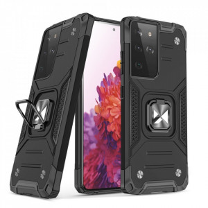 Подсилен гръб WOZINSKY Ring Armor със стойка - Samsung Galaxy S22 Ultra черен - Img 1