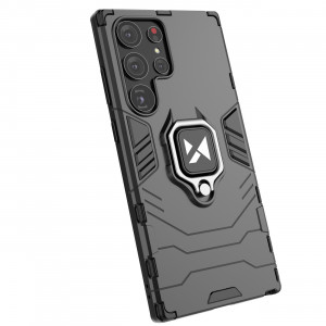 Подсилен гръб WOZINSKY Ring Armor със стойка - Samsung Galaxy S23 Ultra черен - Img 7