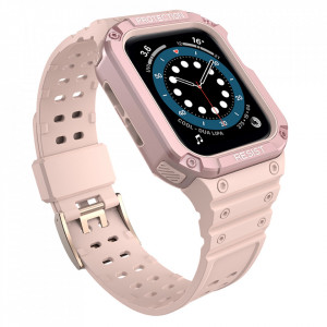Подсилен калъф за корпус с каишка Protect - Apple Watch 41mm Series 9 / 41mm Series 8 / 41mm Series 7 / 40mm Series 6 / 40mm SE / 40mm Series 5 / 40mm Series 4 / 38mm Series 3 / 38mm Series 2 розов - Img 1