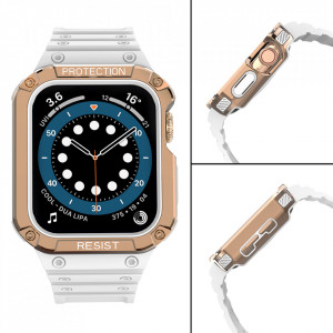 Подсилен калъф за корпус с каишка Protect - Apple Watch 41mm Series 9 / 41mm Series 8 / 41mm Series 7 / 40mm Series 6 / 40mm SE / 40mm Series 5 / 40mm Series 4 / 38mm Series 3 / 38mm Series 2 бял - Img 4