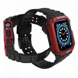 Подсилен калъф за корпус с каишка Protect - Apple Watch 41mm Series 9 / 41mm Series 8 / 41mm Series 7 / 40mm Series 6 / 40mm SE / 40mm Series 5 / 40mm Series 4 / 38mm Series 3 / 38mm Series 2 черен - Img 3