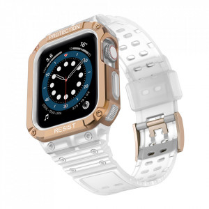 Подсилен калъф за корпус с каишка Protect - Apple Watch 45mm Series 9 / 45mm Series 8 / 45mm Series 7 / 44mm SЕ (2nd gen) / 44mm SE / 44mm Series 6 / 44mm Series 5 / 44mm Series 4 / 42mm Series 3 / 42mm Series 2 розов - Img 2