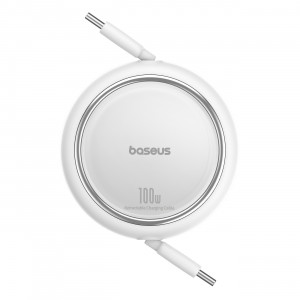 Прибиращ се кабел за зареждане и данни BASEUS Free2Draw Mini USB Type C към USB Type C 100W 1m бял - Img 3