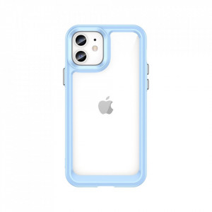 Прозрачен гръб с гел рамка Outer Space - iPhone 12 син - Img 1