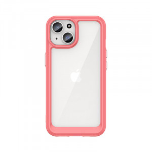 Прозрачен гръб с гел рамка Outer Space - iPhone 15 червен - Img 1