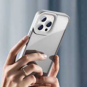 Прозрачен гръб с цветна рамка BASEUS Crystal - iPhone 13 Pro сив - Img 10