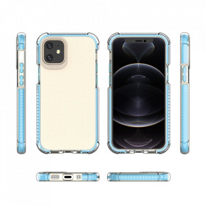 Прозрачен силиконов гръб с цветен кант Spring Armor - iPhone 12 mini син - Img 3