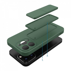 Силиконов гръб със стойка WOZINSKY Kickstand - iPhone 13 Pro Max син - Img 2