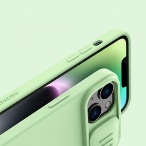 Силиконов гръб с подвижно покритие за камерата NILLKIN CamShield Silky Silicone - iPhone 14 среднощно синьо - Img 14