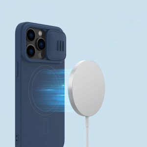 Силиконов гръб с подвижно покритие за камерата NILLKIN CamShield MagSafe - iPhone 14 Pro зелен - Img 14