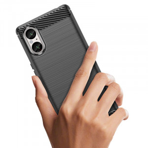 Силиконов гръб Carbon - Sony Xperia 5 V черен - Img 5