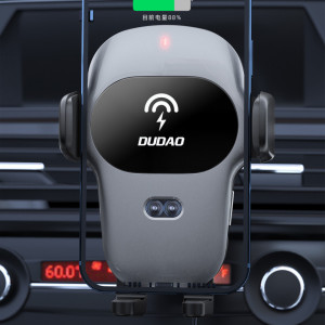 Стойка за телефон за кола с вградено безжично зарядно DUDAO Qi 15W (F20xs) сива - Img 3