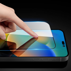 10D закален стъклен протектор с пълно покритие DUX DUCIS съвместим с гръб - iPhone 14 Pro Max с черна рамка - Img 9