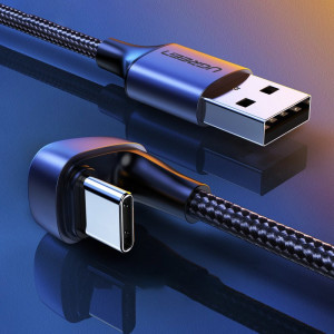 180° кабел за зареждане и данни за геймъри с оплетка UGREEN USB Type A към USB Type C 1m 3A 18 W с бързо зареждане AFC FCP сив (70313) - Img 7