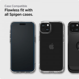 2 бр. закален стъклен протектор SPIGEN Align Master FC с инструмент за поставяне - iPhone 15 черен - Img 9