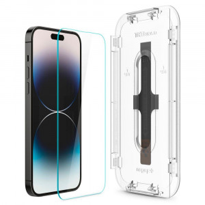 2 бр. закален стъклен протектор SPIGEN TR Ez Fit с инструмент за поставяне - iPhone 14 Pro Max - Img 3