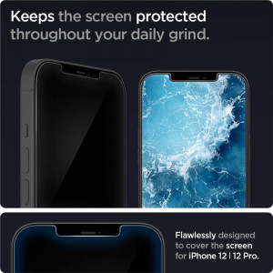 2 бр. закален стъклен протектор SPIGEN TR Ez Fit с инструмент за поставяне - iPhone 12 / 12 Pro - Img 10
