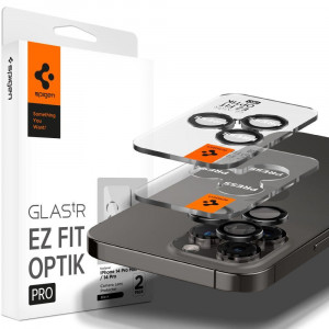 2 бр. протектор за камера SPIGEN Optik TR Ez Fit - iPhone - iPhone 14 Pro / 14 Pro Max с черна рамка - Img 1