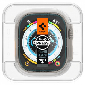 2 бр. стъклен протектор с инструмент за поставяне SPIGEN TR Ez Fit - Apple Watch Ultra 49mm / Ultra 2 49mm прозрачен - Img 2