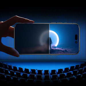 2.5D закален стъклен протектор с пълно покритие JOYROOM Knight с филтър за поверителност - iPhone 13 Pro Max / 14 Plus с черна рамка (JR-P03) - Img 3