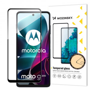 5D Full Glue закален стъклен протектор с пълно покритие WOZINSKY - Moto g200 5G с черна рамка - Img 1