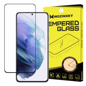 5D Full Glue закален стъклен протектор с пълно покритие WOZINSKY съвместим с гръб - Samsung Galaxy S21 5G с черна рамка - Img 2