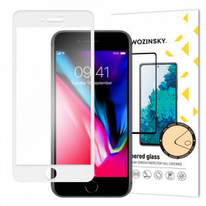 5D Full Glue закален стъклен протектор с пълно покритие WOZINSKY - iPhone 6 / 6s / 7 / 8 / SE (2nd gen) / SE (3rd gen) с бяла рамка - Img 1