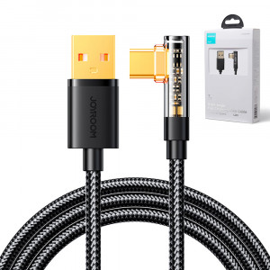 90° кабел за зареждане и данни с оплетка JOYROOM USB Type A към USB Type C с бързо зареждане 3A 1.2m черен (S-UC027A6) - Img 11