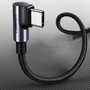 90° кабел за зареждане и данни с оплетка UGREEN USB Type C към USB Type C Power Delivery 60 W 20 V 3A 1m черен / сив (US255 50123) - Img 8