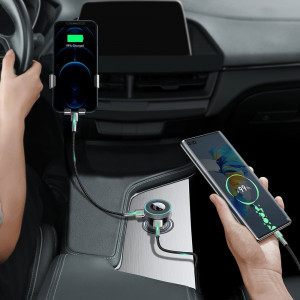 Bluetooth 5.0 FM трансмитер за кола BASEUS Enjoy Car с два USB порта за зареждане и мини жак 3.5mm 3.4A (LED дисплей) (CCLH-01) черен - Img 11