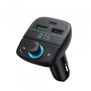 Bluetooth 5.0 FM трансмитер за кола UGREENсъс зарядно 3x USB Type A / четец за SD и Micro SD карти 4.8A (CD229) черен - Img 1