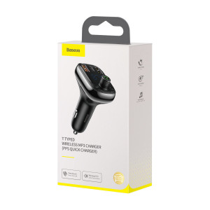 Bluetooth FM трансмитер за кола BASEUS S-13 със зарядно (Overseas Edition) черен - Img 6