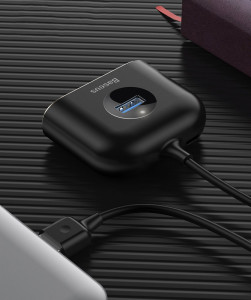 USB хъб BASEUS Square round 4в1 USB Type A 3.0 към USBType A 3.0 / 3x USB Type A 2.0 1m (CAHUB-AY01) черен - Img 14